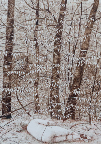 D64 RENCONTRE DANS LA FORET_1980_encre de chine_66x58cm D64 RENCONTRE DANS LA FORET_1980_encre de chine_66x58cm