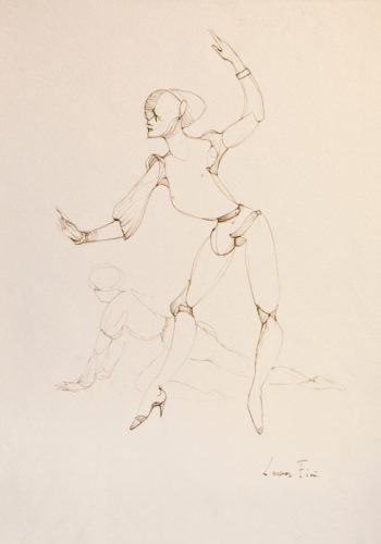 N°406 Deux personnages - Ferrara, 1978, encre de chine sur papier, 40x30cm