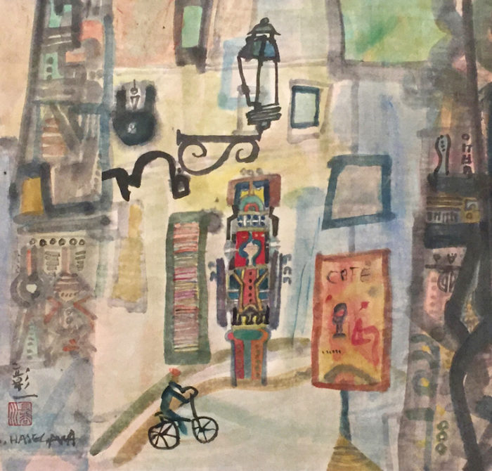 SH33 Le coin de rue, technique mixte sur papier SH33 Le coin de rue, technique mixte sur papier
