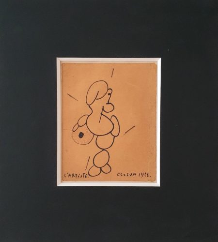 Y7 l'Artiste, feutre sur papier brun contrecollé sur carton, 1926, 19,5 x 15,5 cm