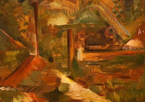 La maison de Rachel, huile sur bois, 61 x 50 cm